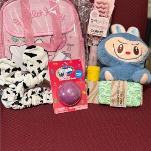 Kids Toy Bundle with Pink Backpack and Blue Plush